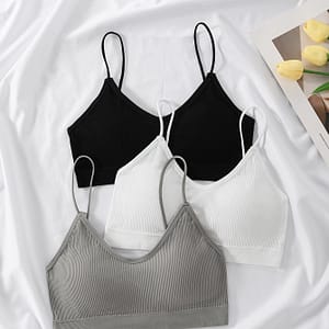 3pcs Solid Color Ribbed Bra, Comfy & Breathable Wireless Crop Top Bra, Women’s Lingerie & Underwear Bras Shop Online at Dubai Trades