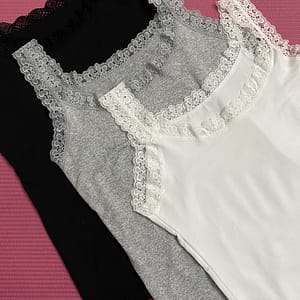 3pcs Solid Lace Trim Tank Top, Round Neck Tank Top, Women’s Underwear Camisoles & Tanks Shop Online at Dubai Trades