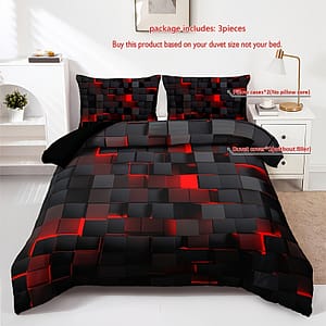 3pcs Tech-inspired Plaid Duvet Cover Set, Breathable Polyester, , , Machine Washable, Woven Fabric, 90g Square Weight – Bedding Set Without Insert Bedding Shop Online at Dubai Trades
