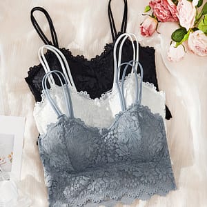 3pcs Women’s Lace Bralettes – Wireless, Removable Pads, /gray, Floral Sunflower Design, Soft & Comfortable, Adult Casual Wear, Everyday | Feminine Appearance | Removable Pads Bras Bras Shop Online at Dubai Trades