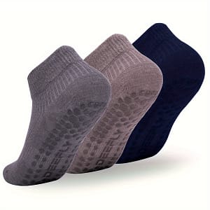 3pcs Women’s Non-slip Yoga Socks – Breathable, Sweat Absorbent Pilates Socks In Assorted Colors (light Gray, Dark Gray, Navy Blue) – Grip Enhanced Design For Stability Clothing Shop Online at Dubai Trades