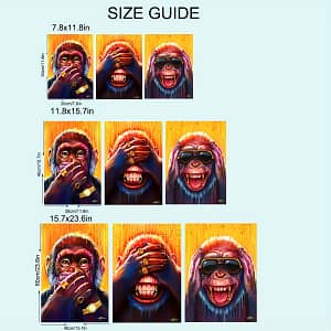 3pcs/set Unframed Canvas Poster, Modern Art, 3 Funny Animal Monkey Posters, Ideal Gift For Bedroom Living Room Corridor, Wall Art, Wall Decor, Winter Decor, Room Decoration Home & Kitchen Shop Online at Dubai Trades