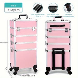 4 In 1 Fireproof Board Makeup Case Rolling Beauty Cosmetic Case Organizer Makeup Artist Train Case Bags & Cases Shop Online at Dubai Trades