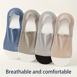 4 Pairs Of Men’s Summer Thin Waffle Pattern Sweat-absorbing And Breathable Anti-slip Heel Sports Business Casual Boat Socks Clothing Shop Online at Dubai Trades
