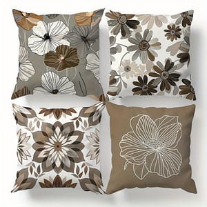 4-pack Geometric Floral Pattern Throw Pillow Covers, 45x45cm, Velvet, Woven, Contemporary Style, Machine Washable, Zipper Closure – Polyester 100% Decorative Pillows Shop Online at Dubai Trades