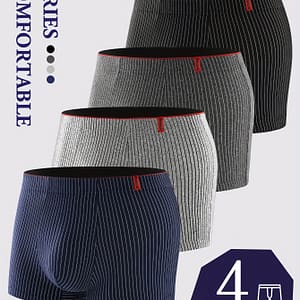 4-pack Men’s Striped Boxer Briefs, High Stretch Polyester-spandex , Knit Fabric Shortie Panties With Elastane, Casual Adult Athletic Underwear Boxer Briefs Shop Online at Dubai Trades