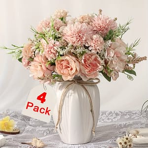 4-pack Silk Artificial Flowers Peony Hydrangea Mix – Realistic Fake Bouquet For Wedding Decor, Home & Garden Table Centerpieces, Reunions – Silk Plant Decor Without Container Artificial Flowers Shop Online at Dubai Trades