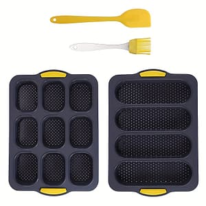 4-piece Silicone French Bread And Hamburger Bun Trays With Spatula And Pastry Brush – Oven Safe, , Homemade Breads And Sandwiches Bakeware Shop Online at Dubai Trades