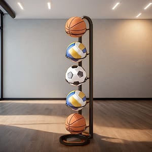 4-tier Black Metal Sports Ball Organizer – Versatile Storage Rack For Basketball, Soccer, Volleyball & More – Durable Home Gym/sports Room Accessory, Basketball Accessories Accessories Shop Online at Dubai Trades 2