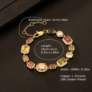 4072 1pc 10mm Colorful Gemstone Chain, Hip-hop Western Style, Synthetic Zirconia, Copper Base, Valentine’s Day, Mother’s Day, Anniversary, And Ramadan Gifts Bracelets Shop Online at Dubai Trades