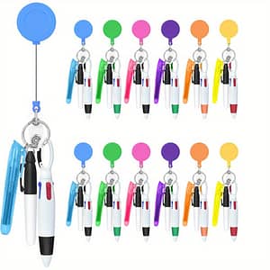 48-piece Nurse Pen Set: Includes 12 Fine-tip Highlighters, 12 Permanent Markers, And 12 Retractable Ballpoint Pens, Nurse Badge Holders And Retractable Id Name Scrolls Fine Writing Instruments Shop Online at Dubai Trades