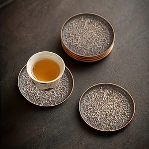 4pcs Design Coaster Set, Antique Alloy With Intricate Swirl Patterns, Non-slip Cup Mats For Tea Ceremony & Home Decor, Cloud Party Decor Food Service Equipment & Supplies Shop Online at Dubai Trades