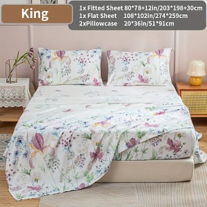 4pcs Fitted Sheet Set, Soft Comfortable Breathable Bedding Set, For Bedroom, (1*flat Sheet + 1* Fitted Sheet + 2*pillowcases, Without ) Bedding Shop Online at Dubai Trades