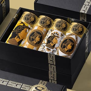 4pcs Gdecc Men’s Boxer Briefs – Golden & White Portrait And Floral Patterns, Breathable Nylon-spandex Blend, , Elegant Gift Box Included Boxer Briefs Shop Online at Dubai Trades
