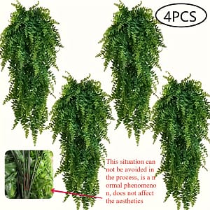 4pcs Hanging Plant, Fake Plants Fake Fern Wall Artificial, Ivy Greenery Plants For Patio Porch Indoor Outdoor Uv Resistant Plastic Plants Decor Accents & Embellishments Shop Online at Dubai Trades