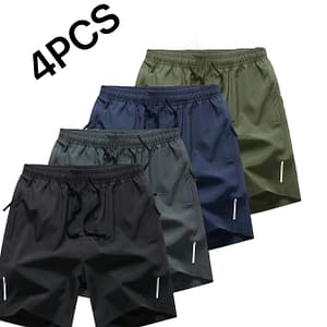 4pcs Men’s Athletic Casual Shorts – Quick-dry, Breathable Polyester, Elastic Waistband With Drawstring, Side Pockets, For Tennis, Golf, Running, Yoga, Workout & Casual Attire Active Shop Online at Dubai Trades