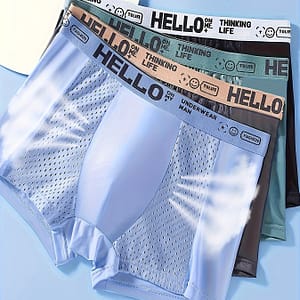 4pcs Men’s ‘hello’ Fashion Boxer Briefs – Breathable Mesh, Stretchy Polyester & Elastane , Machine Washable Boxer Briefs Shop Online at Dubai Trades