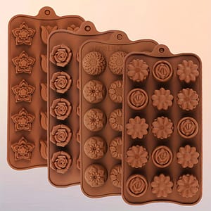 4pcs Silicone Chocolate & Candy Molds – Bpa-free, , Food Grade – Includes Flower, Heart, Tulip, Rose Shapes For Diy Baking And Crafts Bakeware Shop Online at Dubai Trades