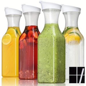 4pcs Square Transparent Pet Juice , Sealable Beverage Containers, Food Contact Safe Plastic Drinkware, No Electricity Needed, Kitchen Drinkware|fliptop Bottles| Construction Food Dispensers Shop Online at Dubai Trades