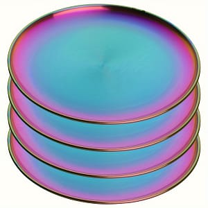 4pcs Stainless Steel Dinner & Salad Plate Set – 9.1″ Colorful Metal Serving Dishes, Unbreakable, Dishwasher Safe For Home & Camping Dining & Entertaining Shop Online at Dubai Trades 2