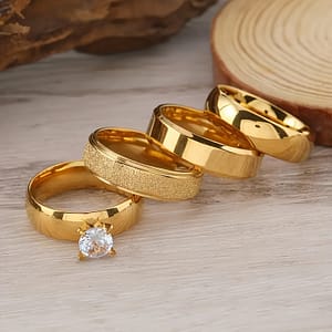 4pcs Vintage Style Stainless Steel Ring Set With Rhinestone Accents, Combination Band Set For Wear Clothing, Shoes & Jewelry Shop Online at Dubai Trades