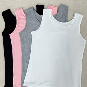 4pcs Women’s Sleeveless Tank Tops In Black, Gray, Pink, & White – Soft Nylon & Spandex , Casual Round Neck Sleeveless Shirts For Casual Attire Camisoles & Tanks Shop Online at Dubai Trades
