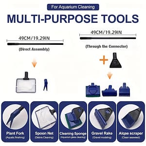 5 In 1 Aquarium Cleaning Tools, Plant Net Sponge Brush Gravel Rake Algae Scraper, Multi-functional Fish Cleaning Tools Algae Scrapers Shop Online at Dubai Trades 2