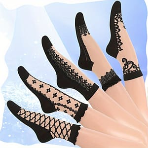 5 Pairs Of Women’s Mid-calf Crystal Socks With Light Beige Bottom, Thin Style For Summer, Glass Embroidery, Wear-resistant And Breathable Accessories Shop Online at Dubai Trades