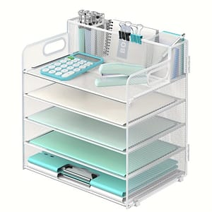 5-layer Desk Organizer With Handle And 3 Pen Holders, Desk Grid Paper/file Organizer, Paper Tray Organizer For Office Supplies Office & School Supplies Shop Online at Dubai Trades