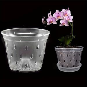 5-pack 6.5 Orchid Pots With Saucers – Repotting, & Water Drainage – Transparent Plastic Planters For Indoor & Outdoor Gardening Gardening & Lawn Care Shop Online at Dubai Trades