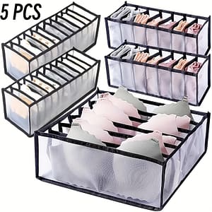 5-pack Foldable Closet Organizer -plaid Lingerie Organizer Bag-multi-sized Nylon Drawer Dividers For Lingerie, Socks & Ties, Sleek Accessories Shop Online at Dubai Trades