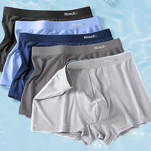 5-pack Hongku Men’s Boxer Briefs, Classic Solid Color, 88% Polyester 12% Elastane, Medium Stretch Knit Fabric, 140gsm, Casual Wear Shortie Underwear Boxer Briefs Shop Online at Dubai Trades