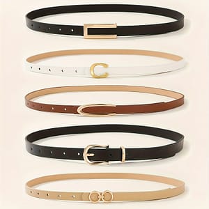 5-pack Women’s Belts Set, Casual With & Shape Alloy Buckle, Non-textile , Ideal For Beach, Weekend Casual & Night Out – Size Accessories Shop Online at Dubai Trades