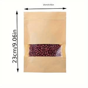 50 Frosted Window Bags With Zipper Suitable For Coffee Food, Paper Self-sealing Bag Disposable Food Storage Shop Online at Dubai Trades