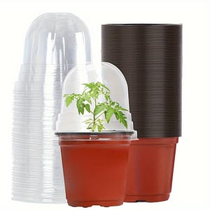 50 Packs, Plant Nursery Pots With Humidity Domes, 50 Sets 4 Inch Soft Nursery Pots (50 Pots + 50 Clear Lids), Seed Starter Pots Small Planter Containers With Drain Holes Gardening & Lawn Care Shop Online at Dubai Trades
