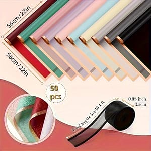 50 Pieces Assorted Flower Wrapping Paper With Golden And Translucent Korean Mesh – Bouquets And Gifts Arts, Crafts & Sewing Shop Online at Dubai Trades