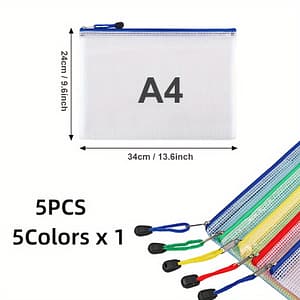 5/10/20pcs Multipurpose Mesh Zipper Bags In 5 Colors – Ideal For Travel, School, Board Games, And Office Supplies – Storage Solution For Stitch, Puzzles, A4/a5 Bag Education & Crafts Shop Online at Dubai Trades