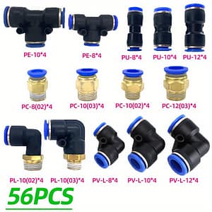 56pcs Air Hose Fitting Kit,quick Release Connector Fitting,nylon Tubing 1/4, 3/8, 1/2 Inch Quick Connect Fittings, Fittings Assortment Kit Business, Industry & Science Shop Online at Dubai Trades