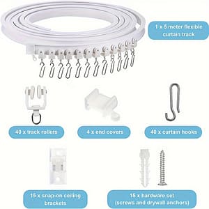 /5m White Curtain Rod Set Curtain Tracks Shop Online at Dubai Trades