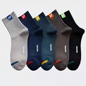 5pairs Men’s Trendy Letter Pattern Crew Socks, Breathable Comfy Casual Socks For Outdoor Wearing Clothing Shop Online at Dubai Trades