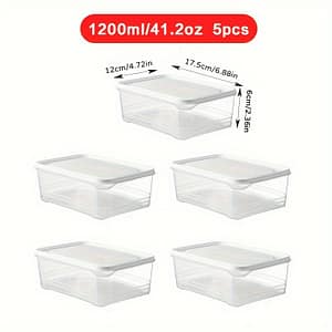 5pcs 41.2oz Food Storage Containers, Bpa-free Plastic, Leakproof, Microwave Safe, With Lids For Vegetable Freshness, Freezer & Refrigerator Organizer Container Sets Shop Online at Dubai Trades