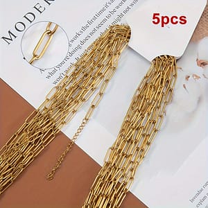 5pcs 45cm+5cm Stainless Steel Necklace Basic Chain With Lobster Clasp And Extension Chain For Necklace Making Supplies Arts, Crafts & Sewing Shop Online at Dubai Trades