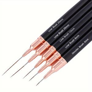 5pcs Black Nail Art Liner Brushes Set Detail Striping Brush Fine Line Pens Flower Painting Drawing Uv Gel Polish Painting Manicure Tools Size 4/8/12/20/25mm Beauty & Personal Care Shop Online at Dubai Trades