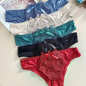 5pcs Bow Decor Floral Lace Briefs, Simple Comfy Breathable Stretchy Intimates Panties, Women’s Lingerie & Underwear Bikinis Shop Online at Dubai Trades