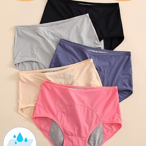 5pcs Elegant High-waisted Period Panties For Women, 0xl-5xl, Breathable Mesh, Three-layer Wide Absorbent Layer,solid Color Knit Fabric Clothing, Shoes & Jewelry Shop Online at Dubai Trades