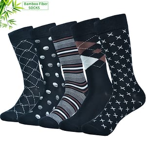 5pcs Flgyth Men’s Bamboo Fiber Dress Socks – , Geometric & Striped Patterns, Breathable Knit, Machine Washable In Assorted Colors, Cute Socks Clothing Shop Online at Dubai Trades