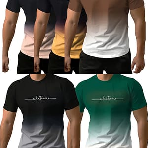 5pcs “” Gradient Men’s T-shirts – Casual Crew Neck, Short Sleeve, Breathable Polyester Tees In Transition – Ideal For Summer Active Shirts & Tees Shop Online at Dubai Trades
