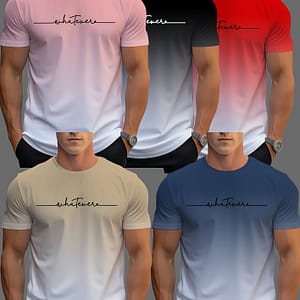 5pcs Men’s Gradient 3d T-shirts – Quick-dry, Sporty Crew Neck Tees In Vibrant Colors, Machine Washable, Polyester & Spandex For Casual & Athletic Wear Clothing Shop Online at Dubai Trades