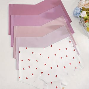 5pcs Of Women’s Traceless High-waisted Comfortable Breathable Love Print Underwear Briefs Shop Online at Dubai Trades
