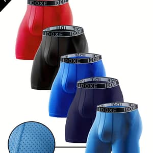 5pcs Plus Size Men’s New Long Boxer Briefs Shorts, Breathable Comfy Quick Drying Stretchy Boxer Trunks, Sports Trunks, Swim Trunks For Beach Pool, Men’s Novelty Underwear Clothing, Shoes & Jewelry Shop Online at Dubai Trades 2